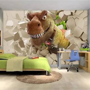 beibehang Пользовательские обои 3d фреска динозавр стерео детская комната мультфильм животных спальня папье-маше ТВ фон обои