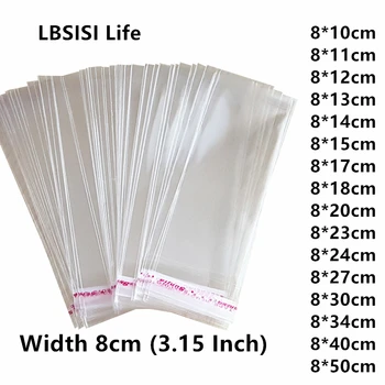 LBSISI Life 500шт Прозрачные Пластиковые пакеты шириной 8 см, Прозрачная Полиэтиленовая упаковка для пищевых продуктов, конфет, ювелирных изделий, Подарочная Упаковка, Маленькая сумка для ручек