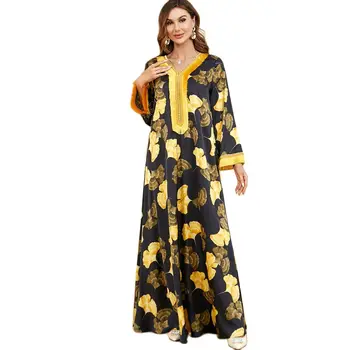 Элегантная Ближневосточная Весенняя арабская одежда, платье с бархатным поясом, Мусульманские комплекты, платье-хиджаб Abito Musulmano Donna