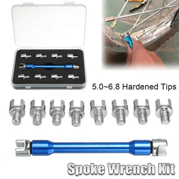 1 Комплект синего гаечного ключа со спицами для мотоцикла и 10 штук закаленных наконечников 5.0-6.8 для большинства мотоциклов