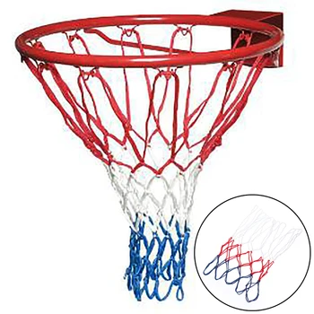 Стандартная баскетбольная сетка, Прочная нейлоновая толстая нить, Трехцветная Универсальная баскетбольная сетка, замена сетки