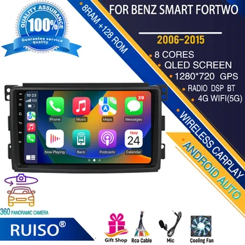 RUISO автомобильный DVD-плеер с сенсорным экраном Android для Benz Smart fortwo 2006-2015 автомобильный радиоприемник стерео навигационный монитор 4G GPS Wifi