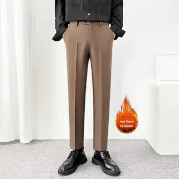 Осенне-зимний костюм, Брюки, Мужские Стрейчевые Деловые брюки с эластичной резинкой на талии, Тонкие брюки длиной до щиколоток, Корейские плотные брюки, Мужские Большие размеры 40 42