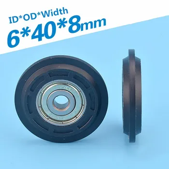 5шт черный цвет 6x40x8 мм delrin POM Y-образный шкив с роликовым подшипником V-образный направляющий паз роликового колеса POM 608 с подшипниковым колесом