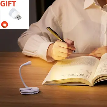 Книжный светильник, лампы для чтения книг в постели, светодиодный книжный ночник, перезаряжаемая 3-цветная лампа для чтения с плавной яркостью, прикрепляемая на клипсу для чтения