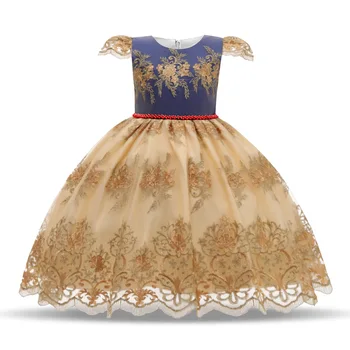 2020 Элегантное платье для маленьких девочек, Длинное платье принцессы, Платья для вечеринок, Дня рождения, Детское кружевное платье с большим бантом, детское платье с цветами Bebes Vestido