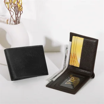 Мужские кошельки из искусственной кожи, короткий кошелек в простом стиле, деловые держатели кредитных карт, высококачественный мужской твердый кошелек большой емкости