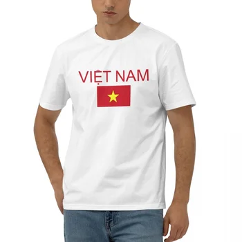 100% Хлопок Флаг Вьетнама С буквенным дизайном, футболки с коротким рукавом, Мужская Женская одежда Унисекс, футболки, топы, тройники 5XL