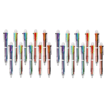 20 упаковок шариковых ручек 6-В-1, многоцветных выдвижных шариковых ручек, ручка с красочными чернилами 0,5 мм для школы