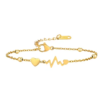 ЭКГ/ECG Love Heartbeat Сердечный браслет Цепочка из нержавеющей стали Шарм Рождественский подарок для женщин Женский