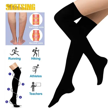 1 пара компрессионных носков до бедра для женщин и мужчин, обеспечивающая циркуляцию крови выше колена-лучшая поддержка при беге, путешествиях