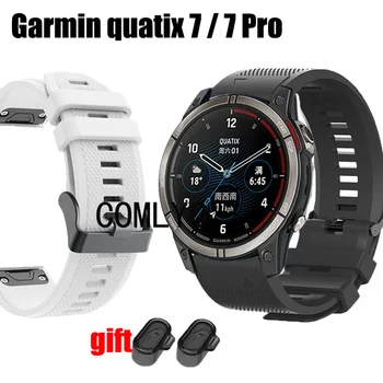 Ремешок 3в1 для Garmin quatix 7 Pro, силиконовый быстросъемный браслет, крышка зарядного порта для браслета
