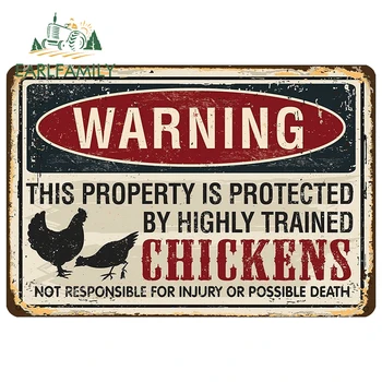 EARLFAMILY 13 см x 8,9 см для предупреждения Цыплята, находящиеся под защитой собственности, Автомобильные Оценщики, наклейки, Наклейка на автомобиль, защита дверей автомобиля своими руками