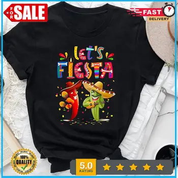 Рубашка Let's Fiesta, мексиканские маракасы, рубашка сомбреро, рубашка Cinco De Mayo S-5XL с длинными рукавами
