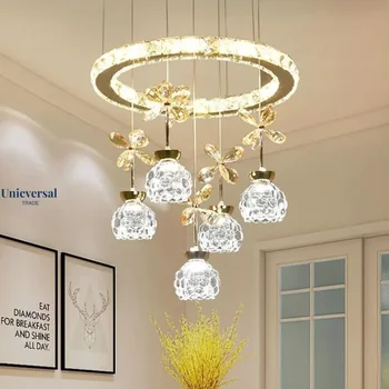 Современная светодиодная потолочная люстра в виде лепестков из хрусталя с хромированным блеском для гостиной столовой домашнего декора внутреннего освещения