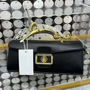 Женская кожаная сумка роскошного бренда, новинка 2023 года, модная сумка на плечо с металлической пряжкой, модная сумка для вечеринок, косая сумка