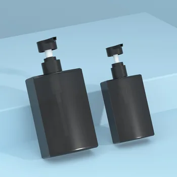 бутылка для шампуня объемом 200 мл / 400 мл Из ПЭТ-пластика, Четырехквадратная бутылка для лосьона, высококачественная полупрозрачная черная матовая бутылка для геля для душа
