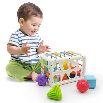 B Детские Разноцветные Кубики Игра по сортировке Монтессори Обучающие Развивающие Игрушки для детей Bebe Подарок при рождении 0-12 Месяцев