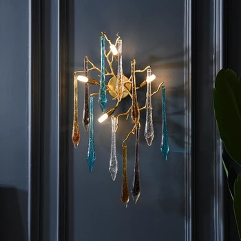 Настенный светильник в скандинавском стиле, современный роскошный художественный настенный светильник в виде капли воды, фоновая стена для гостиной, декоративный светильник для гостиничного клуба