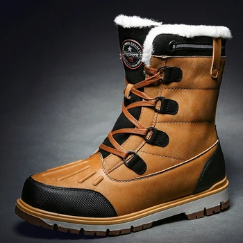 Мужские повседневные зимние ботинки зимние теплые плюшевые рабочие ботинки больших размеров модные комфортные хлопчатобумажные туфли на мягкой подошве с защитой от скольжения tide