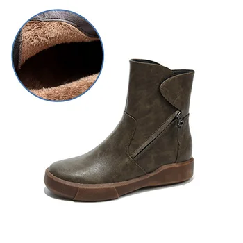 SWONCO, Бархатная меховая зимняя обувь, женские зимние ботинки на молнии сбоку, Новинка 2019 года, женская повседневная обувь по щиколотку, черные ботильоны