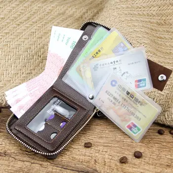 Кожаный мужской короткий кошелек однотонного цвета в городском рекреационном стиле, карманный кошелек, держатель для удостоверения личности, бейджа, сумка для карт, 2 складных кошелька для ежедневного использования