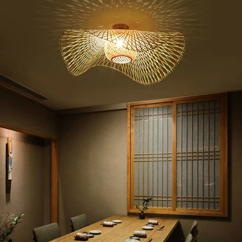 Бамбуковые потолочные светильники в азиатском стиле, бамбуковые потолочные светильники, Подвесное освещение, потолочный светильник для гостиничного проекта, кафе, гостиной