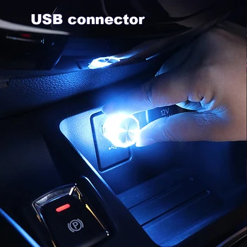 Автомобильная USB-атмосферная лампа, Беспроводная вспышка, красочные огни, Автоматическое декоративное освещение, ночные огни, зарядка компьютера и мобильных устройств.