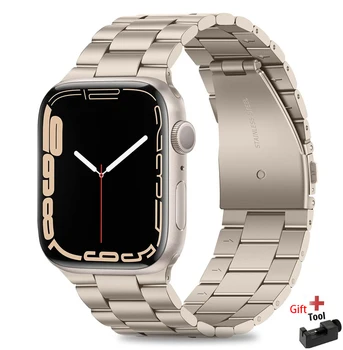 Металлический Ремешок Для Apple Watch Band 44 мм Ultra-2 49 мм 9 45 мм-41 мм 38-40 мм 42 мм Браслет из нержавеющей Стали iWatch Series 8 7 6 5 4 3 se