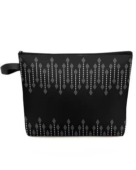 Богемные геометрические линии, черная дорожная косметичка большой емкости, переносная сумка для хранения косметики, женский водонепроницаемый пенал