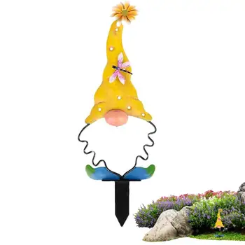 Металлическая Садовая Вывеска Elf Garden Plug-in Decoration Газон Наружное Декоративное Кашпо Gnome Ground Metal Slot Stake Garden Decor