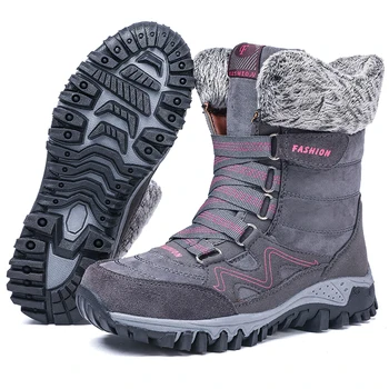 Зимние женские зимние ботинки Valstone, теплая обувь до середины икры для холодной погоды, уличная плюшевая обувь, противоскользящие женские зимние кроссовки серого цвета