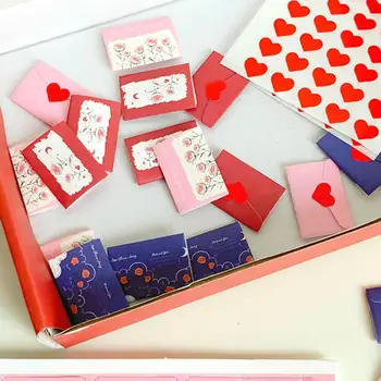33 Мини-поздравительных открытки, красочный мини-набор любовных писем с наклейками в виде сердечек, конверты на День Святого Валентина, Рождество, Праздник 33шт.