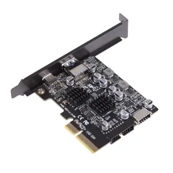 2-портовая PCI-E USB Riser Card PCIe Конвертер PCI-E в USB 3.2 Gen 2 Карта расширения PCI-Express Слот 4X для Windows 8/10 Прямая поставка