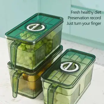 Контейнеры-органайзеры для холодильника Герметичный Холодильник для овощей и фруктов Герметичный ящик для хранения С крышкой, регистратором времени и ручкой
