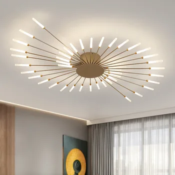 Современный светодиодный потолочный светильник Multi Black Gold Sun Flower Lamp для гостиной, кабинета, столовой, спальни, Осветительный прибор Lustre
