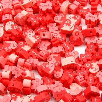 8x10 мм Красно-Розовый Любовный узор из полимерной глины, бусины для изготовления ювелирных изделий, аксессуары для пар ручной работы, сделай САМ, Ожерелье, браслет