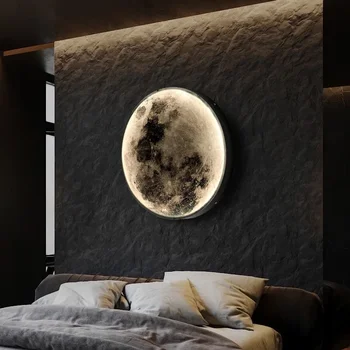 Современный 3D светодиодный настенный светильник Moon Спальня Гостиная Столовая Прихожая Внутреннее декоративное освещение Настенные светильники Светильник Зеркальные светильники