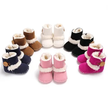Детские зимние хлопчатобумажные теплые нескользящие бархатные зимние ботинки для малышей, цельная обувь для первых ходоков, прямая поставка