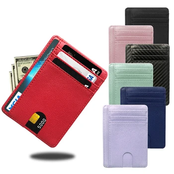 Тонкий кожаный бумажник, держатель для кредитной идентификационной карты, кошелек, чехол для денег, мужские и женские портативные однотонные простые модные сумки