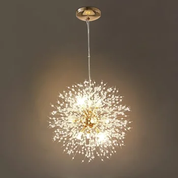 Хрустальный Одуванчик Подвесные светильники Cristal Nordic Lamp LED Подвесной ресторан Подвесной светильник для спальни Украшение гостиной
