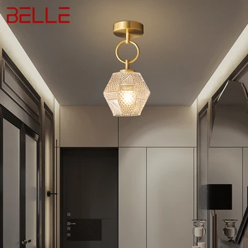 Потолочный светильник BELLE Nordic из латуни, светодиодная золотисто-медная лампа, простой креативный декор для дома, лестницы, прохода, балкона