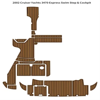 Качественная платформа для плавания Cruiser Yachts 3470 Express 2002 года выпуска, Кокпит, коврик для лодки, Тиковый пол из ЭВА