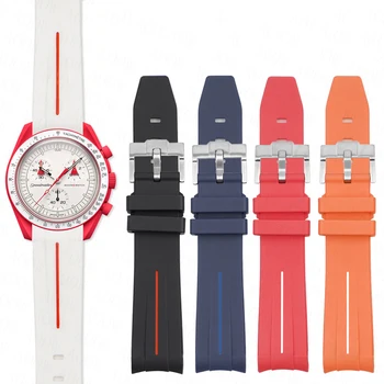 Ремешок для часов Omega Joint MoonSwatch, ремешок из силиконовой резины с изогнутым концом 20 мм, мужской женский водонепроницаемый спортивный браслет на запястье для Rolex