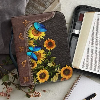 Классическая кожаная сумка с библейским принтом для женщин, сумки с застежкой-молнией, Библейские гимны, изготовленный на заказ чехол для Библии, сумки для хранения Библии