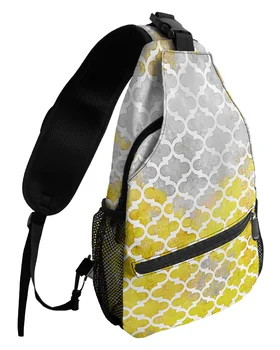 Геометрическая марокканская текстура, желтые нагрудные сумки для женщин, мужские водонепроницаемые сумки-мессенджеры, дорожная спортивная сумка через плечо на одно плечо