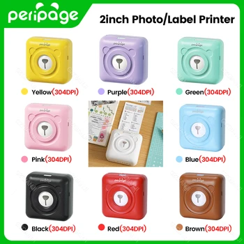 9 Цветов Мини-фотопринтер Peripage A6 304 точек на дюйм, машина для печати наклеек и этикеток, портативный беспроводной принтер Bluetooth, Маркер