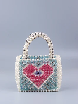 Популярная красочная женская сумочка Love, плетеная многоцветная роскошная высококачественная женская сумочка из жемчуга и бисера
