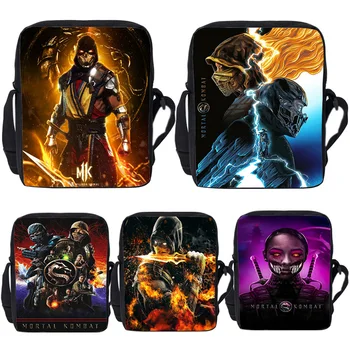 Крутые сумки через плечо с принтом Mortal Kombat, сумки для колледжа в стиле харадзюку, холщовые сумки Mesenger, сумочка из аниме, школьные сумки для подростков