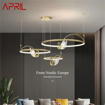 APRIL Nordic Креативный подвесной светильник Лебедь с круглым кольцом, Люстра для спальни, гостиной, дома, современные светильники